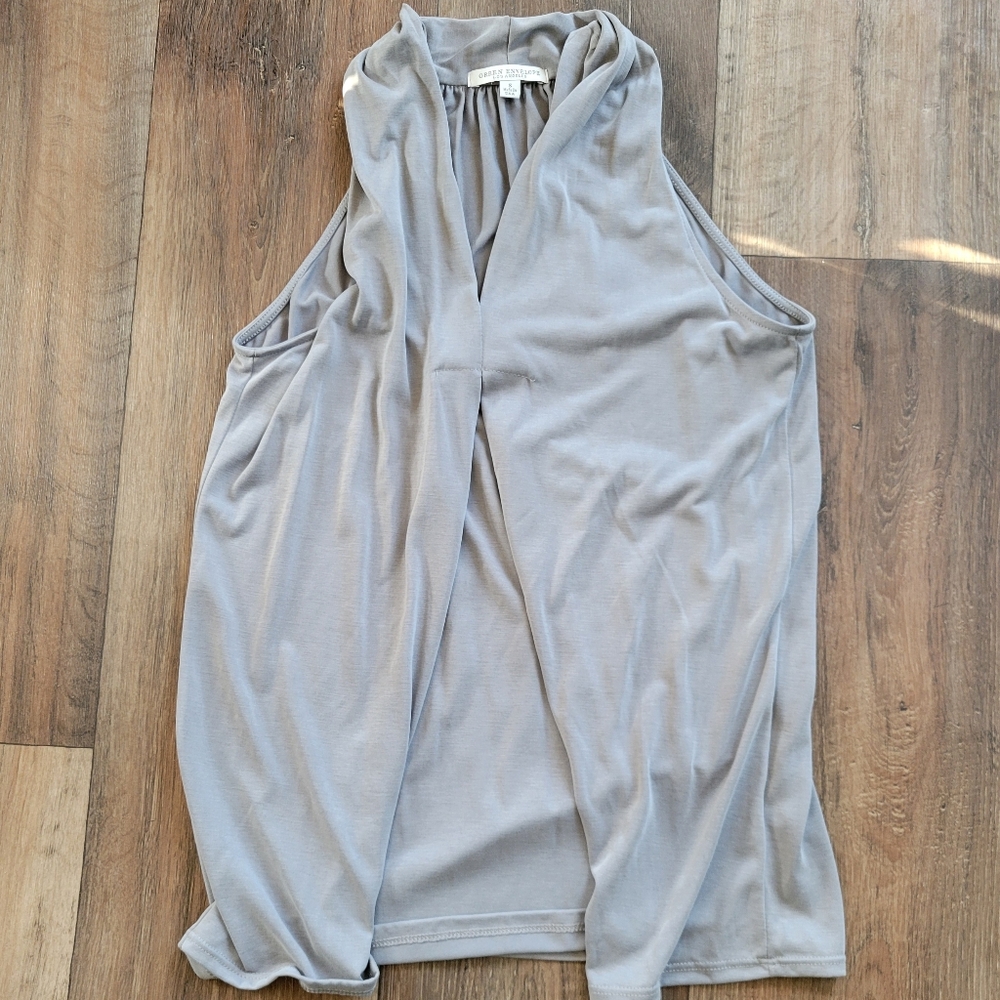 Green Envelope Charcoal Drape Top